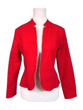Vintage Bantry Bay Red Petite Zip Front Blazer Jacket Small
